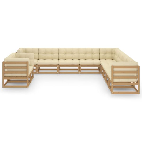 vidaXL Garden Lounge Set Honey brown Solid pine wood, 100% polyester Large