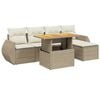 vidaXL Garden Sofa Set Beige PE rattan 6-Piece Set Adjustable Armrests