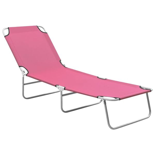 vidaXL Sun Lounger Pink Oxford fabric, Powder-coated steel Standard
