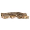 vidaXL Garden Lounge Set Taupe Bamboo, Fabric (100% polyester) Large