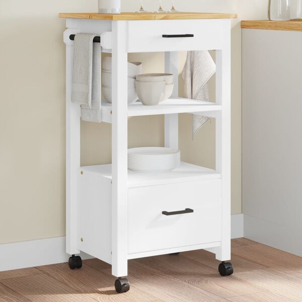 vidaXL Kitchen Trolley MONZA 18.9"x15.7"x34.8" Solid Wood Pine