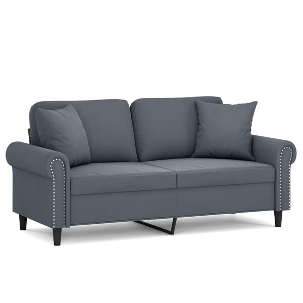 vidaXL 2-seater Sofa Dark grey Velvet (100% polyester), metal, textilene