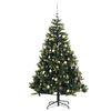 vidaXL Artificial Hinged Christmas Tree 300 LEDs & Ball Set 82.7"