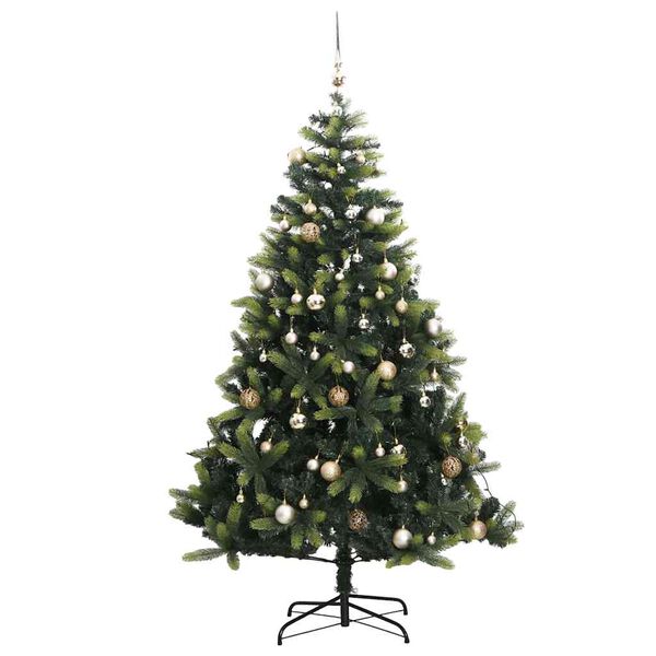 vidaXL Artificial Hinged Christmas Tree 300 LEDs & Ball Set 82.7"