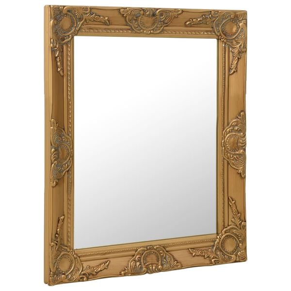 vidaXL Wall Mirror Gold Wood, glass, engineered wood 19.7 x 23.6 in