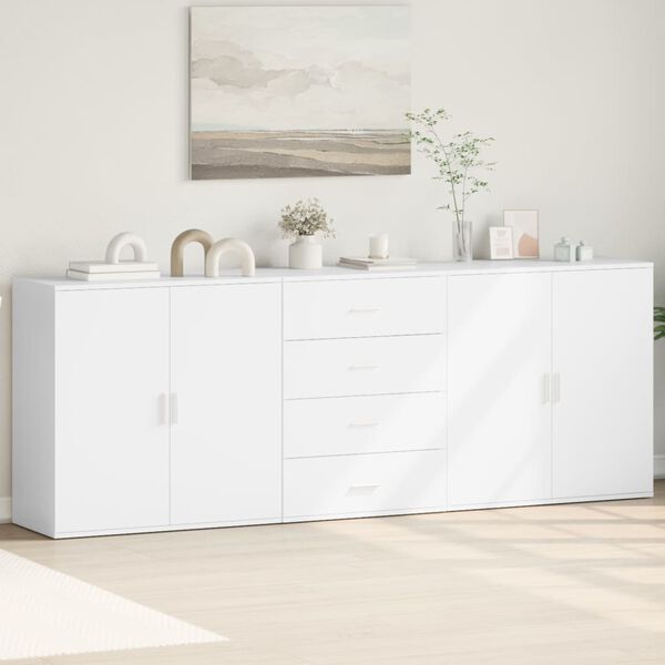 vidaXL Sideboard White Engineered wood Sideboard Rectangular Modern