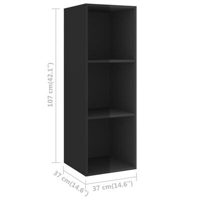 vidaXL 3 Piece TV Stand Set High Gloss Black Engineered Wood