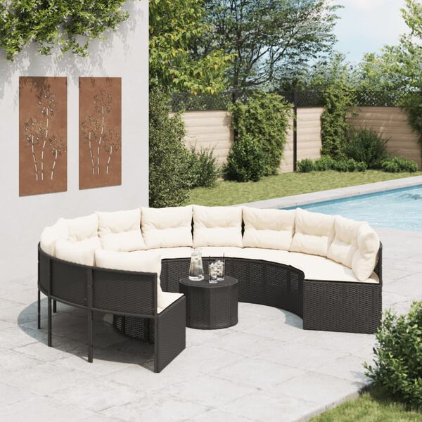 vidaXL Garden Sofa Black, Cream White