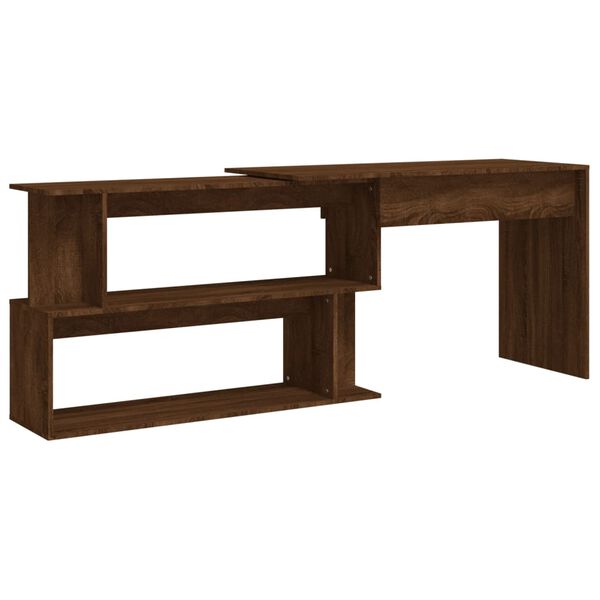 vidaXL Corner Desk Brown oak Engineered wood Large Corner Desk
