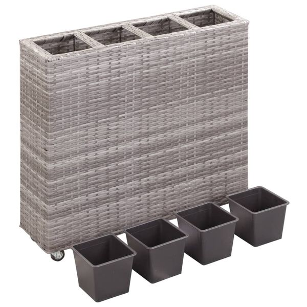 vidaXL Garden Raised Bed Gray Poly rattan, plastic 31.5x8.7x31.1 in