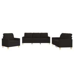 vidaXL Sofa Set Black Fabric (100% polyester), metal, plywood Standard