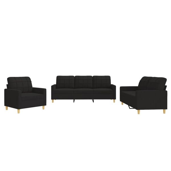 vidaXL Sofa Set Black Fabric (100% polyester), metal, plywood Standard