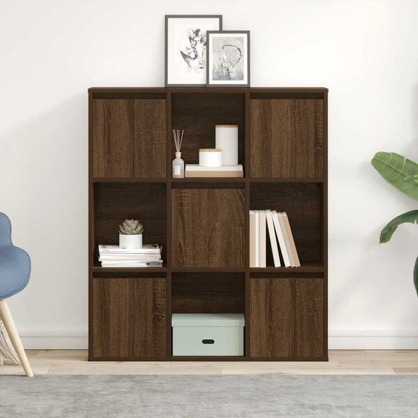 vidaXL Bookcase Brown oak Engineered wood Medium Bookcase Rectangular