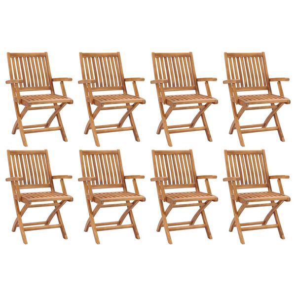 vidaXL Garden Chair Set of 8 Teak Solid Teak Wood Standard Foldable
