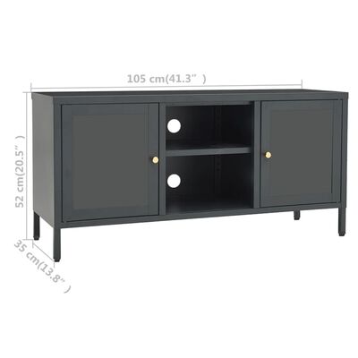vidaXL TV Cabinet Anthracite 41.3"x13.8"x20.5" Steel and Glass