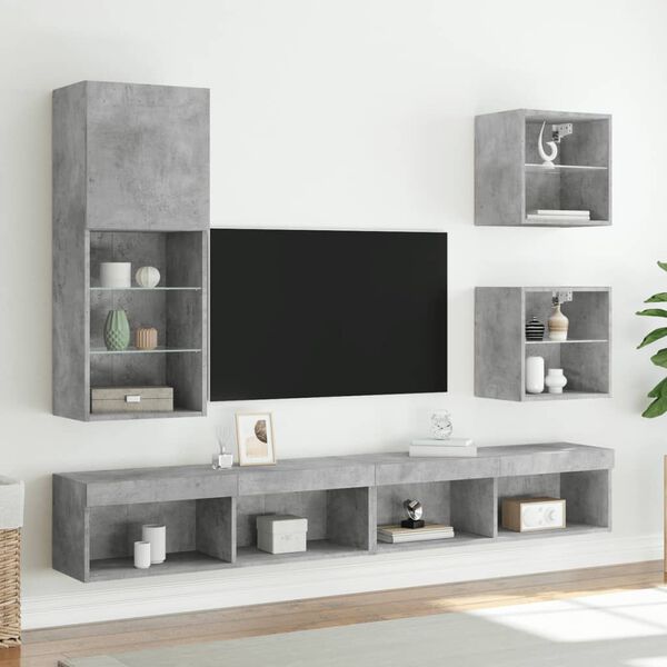vidaXL TV Cabinet Concrete Grey Engineered Wood Medium TV Cabinet