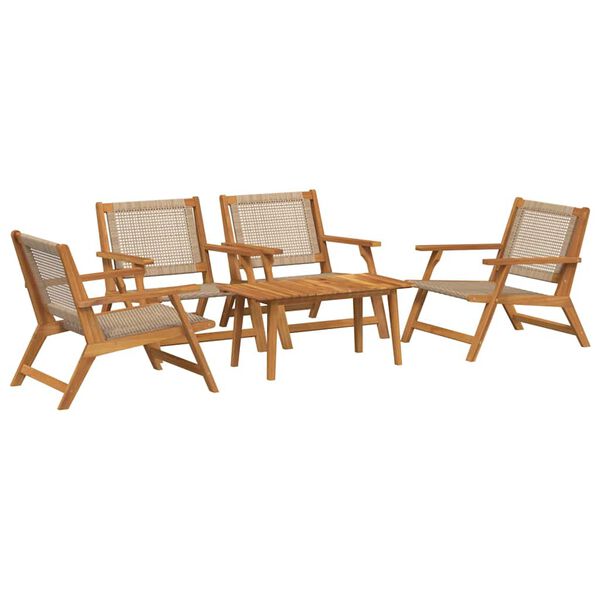 vidaXL Garden Chairs with Table 5 pcs Beige 35.4" x 17.7" x 15.7