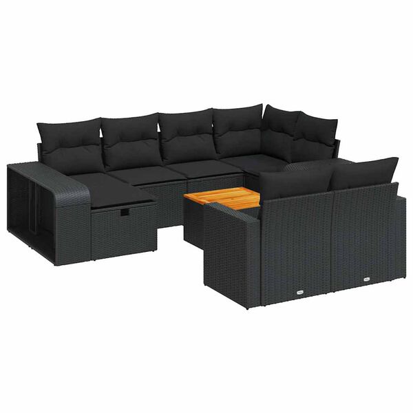 vidaXL Garden Sofa Set Black