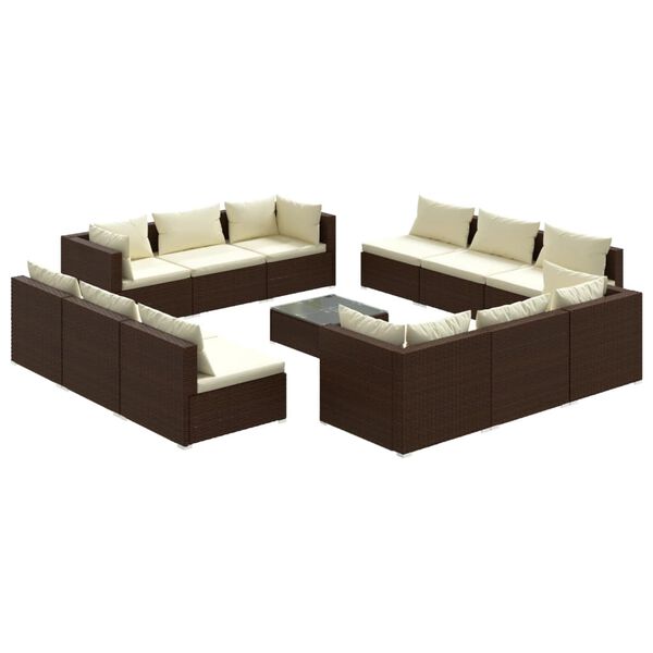 vidaXL Garden Lounge Set Brown, Cream