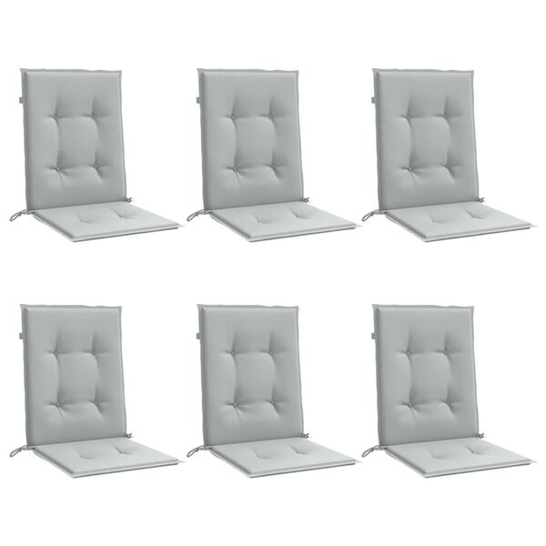 vidaXL Lowback Chair Cushion Set of 6 Melange light gray 100% polyester
