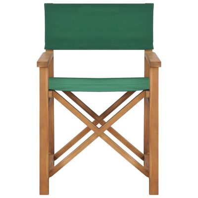vidaXL Director's Chairs 2 pcs Solid Teak Wood Green