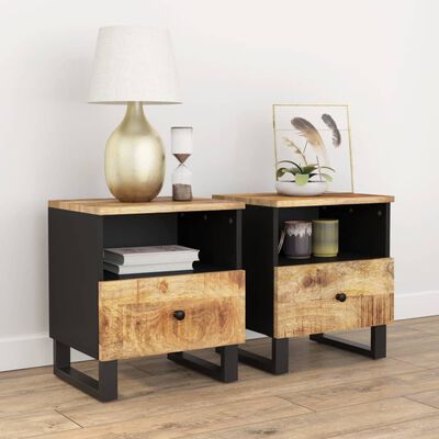 vidaXL Bedside Cabinets 2 pcs Solid Wood Mango&Engineered Wood