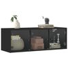 vidaXL Wall Cabinet with Glass Doors Black 40.2"x14.6"x13.8"