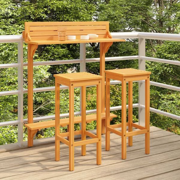 vidaXL Balcony Bar Set Natural wood Solid acacia wood, metal Standard