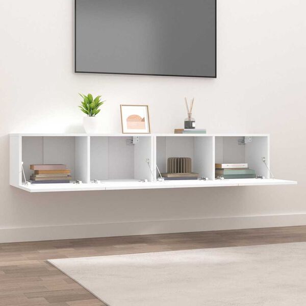 vidaXL TV Cabinet Set of 2 White Engineered Wood Medium TV Cabinet