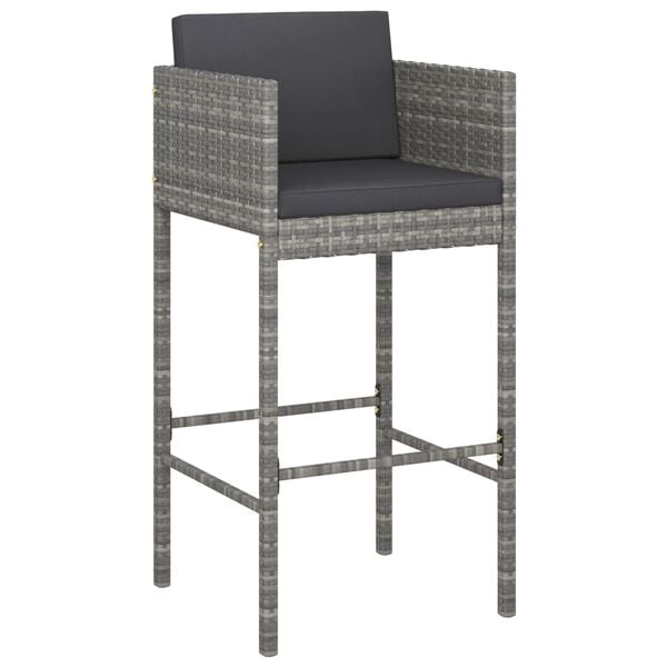vidaXL Garden Bar Set Grey PE rattan, steel, solid acacia wood Medium