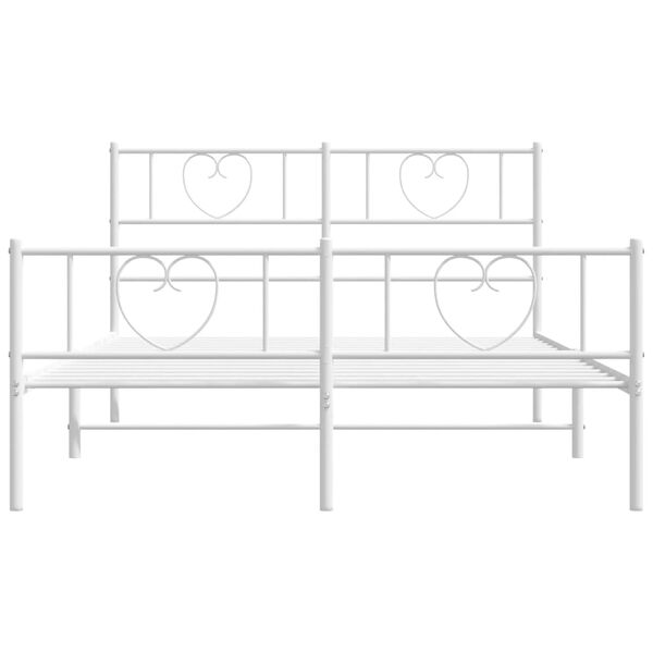 vidaXL Bed Frame White Powder-coated steel Small Double Bed Frame