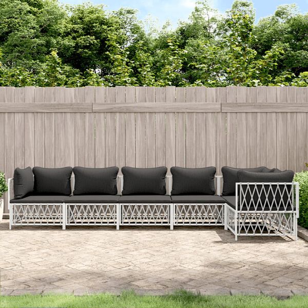 vidaXL Garden Lounge Set White, Dark Grey