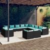 vidaXL Garden Lounge Set Black, Water Blue