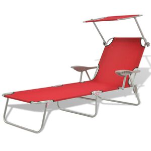 vidaXL Sunlounger Red Powder-coated steel, Polyester fabric One Size