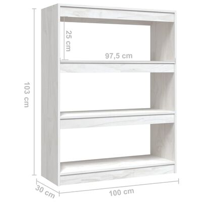 vidaXL Book Cabinet/Room Divider White 39.4"x11.8"x40.6" Solid Wood Pine
