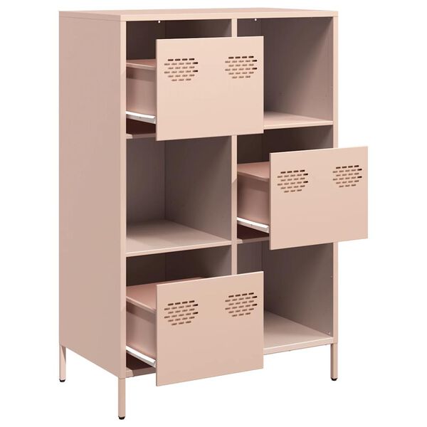 vidaXL Highboard Pink Cold-rolled steel 26.8x15.4x40.7 in Highboard