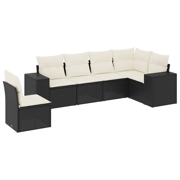 vidaXL Garden Sofa Set Black, Cream White