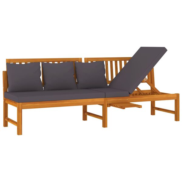 vidaXL Day Bed Brown, Grey Solid Acacia wood, Polyester