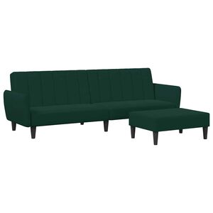 vidaXL Sofa Bed Dark Green Velvet (100% polyester), wood, plastic 2-seater