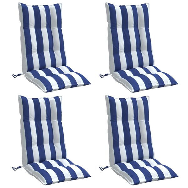 vidaXL Highback Chair Cushion Set of 4 Blue and White Stripe