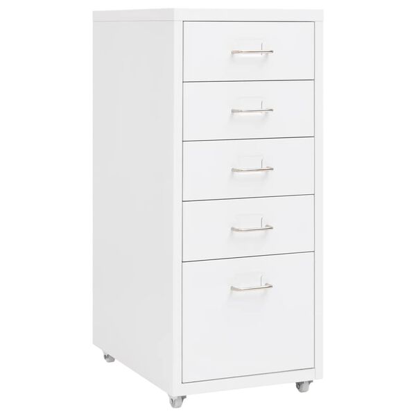 vidaXL Mobile File Cabinet White Metal Medium Rollable