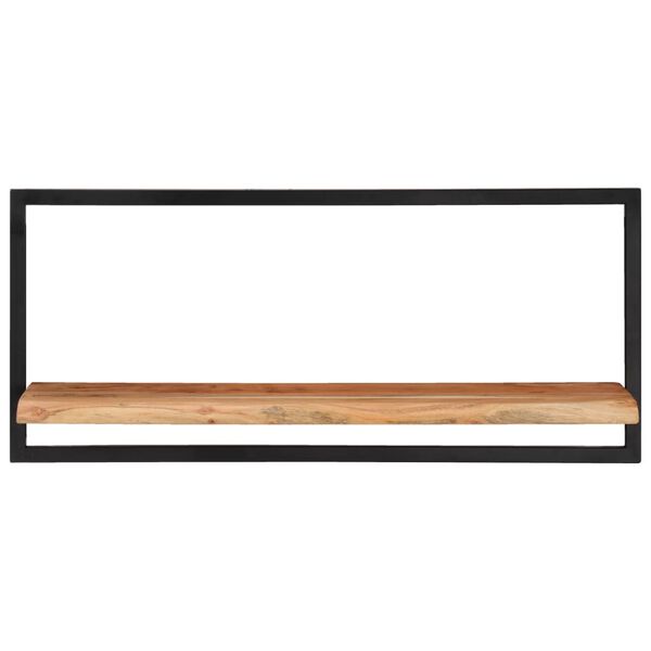 vidaXL Wall Shelf Set of 2 Natural Wood with Black Frame