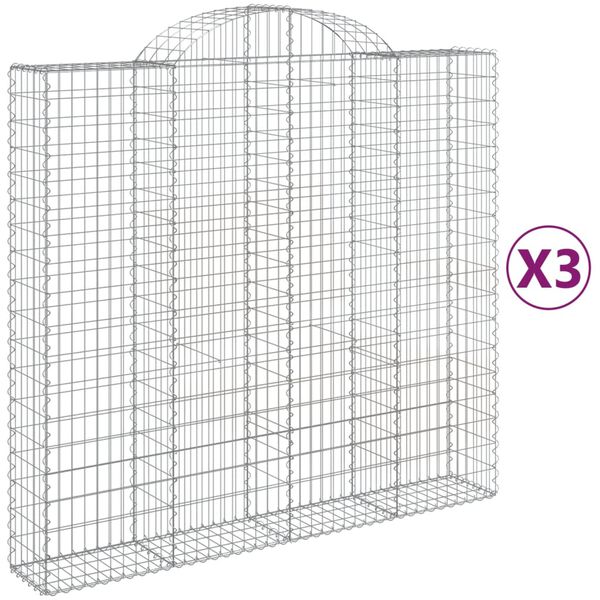vidaXL Gabion Basket Set of 3 Silver Galvanized Iron Durable