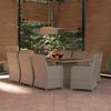 vidaXL Dining Set Brown and dark gray PE rattan, glass, powder-coated steel