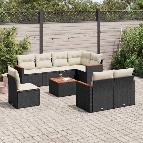 vidaXL Garden Sofa Set Black, Cream White