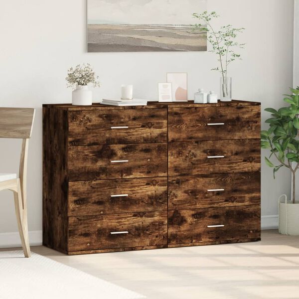 vidaXL Sideboards 2 pcs Smoked Oak 23.6"x15.4"x31.5" Engineered Wood