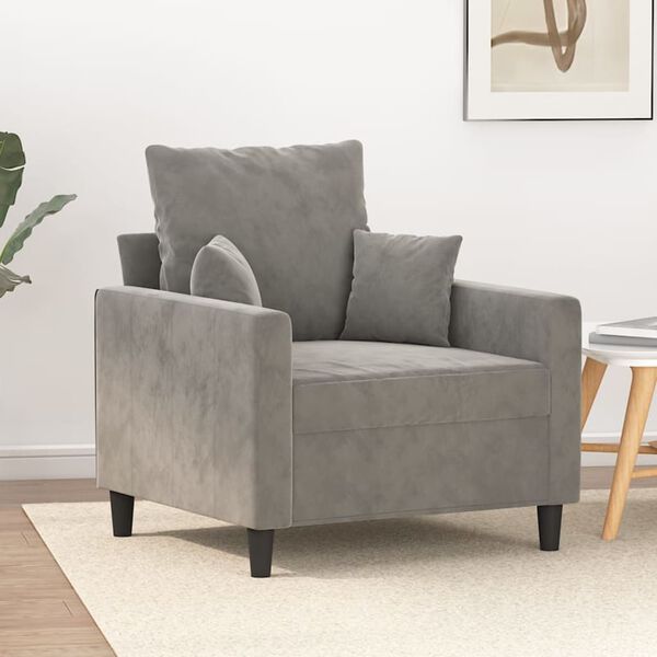 vidaXL Sofa Chair Light Gray Velvet Single Modern Sofa Chair