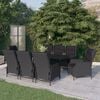 vidaXL Garden Dining Set Dark Grey, Black