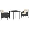vidaXL Garden Dining Set with Cushion 9 pcs Black Poly Rattan