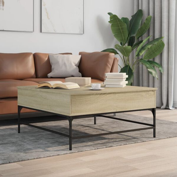 vidaXL Coffee Table Sonoma Oak Engineered wood, metal Adjustable Feet